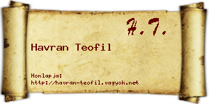 Havran Teofil névjegykártya
